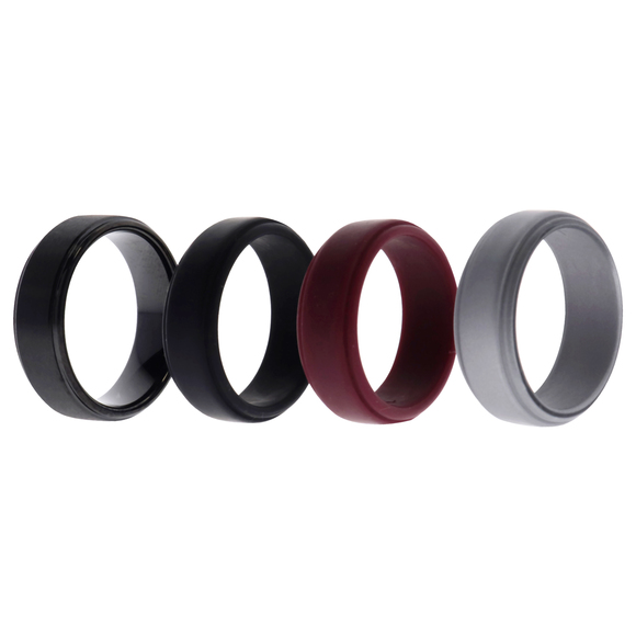 Silicone Wedding Twin Step Ring Set - Bordeaux by ROQ for Men - 4 x 11 mm Ring - Picture 2 of 2